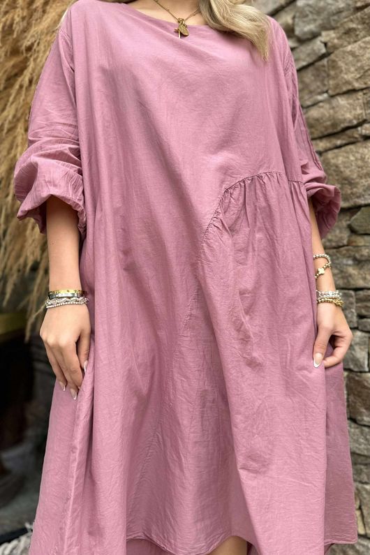 Made in Italy Purdy Pure Cotton Smock Dress Indian Pink